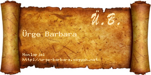 Ürge Barbara névjegykártya